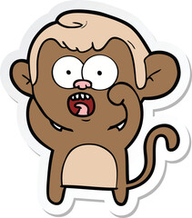 sticker of a cartoon shocked monkey