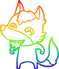 rainbow gradient line drawing cartoon hungry wolf