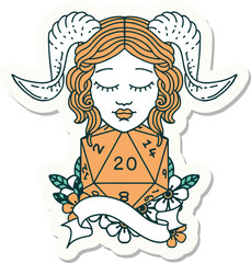 tiefling with natural twenty dice roll sticker