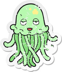 retro distressed sticker of a cartoon octopus