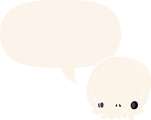 cartoon skull and speech bubble in retro style
