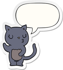 cute cartoon cat and speech bubble sticker