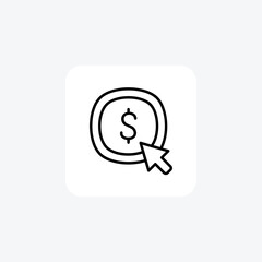 Click, coin  fully editable vector fill  icon

