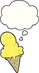 cartoon ice cream and thought bubble