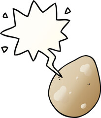 cartoon egg and speech bubble in smooth gradient style