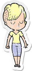 distressed sticker of a cartoon woman