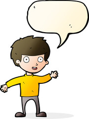 cartoon happy boy with speech bubble