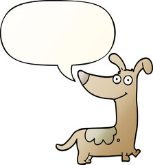 cartoon dog and speech bubble in smooth gradient style