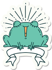 sticker of tattoo style happy frog