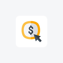 Click, coin  fully editable vector fill  icon

