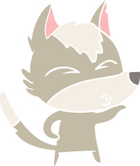 flat color style cartoon wolf pouting