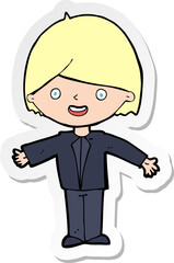 sticker of a cartoon happy man