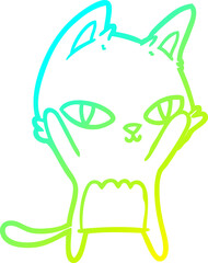 cold gradient line drawing cartoon cat staring