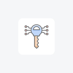 Key, cyber fully editable vector fill icon

