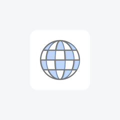 vGlobe, international fully editable vector fill icon

