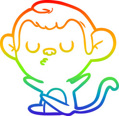 rainbow gradient line drawing cartoon monkey
