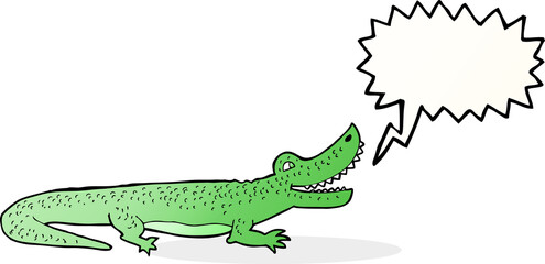 cartoon happy crocodile with speech bubble