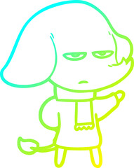 cold gradient line drawing annoyed cartoon elephant