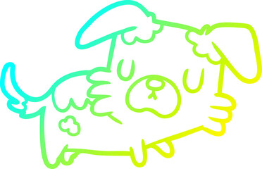 cold gradient line drawing little dog