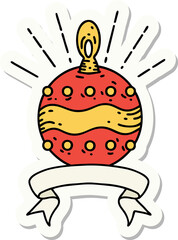 sticker of tattoo style christmas ornament