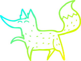 cold gradient line drawing cartoon fox
