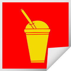 quirky square peeling sticker cartoon soft drink