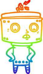 rainbow gradient line drawing cartoon robot