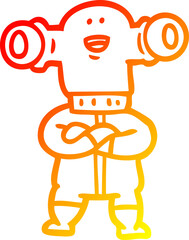 warm gradient line drawing friendly cartoon alien