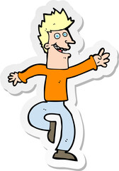 sticker of a cartoon happy man