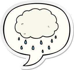 cartoon rain cloud and speech bubble sticker