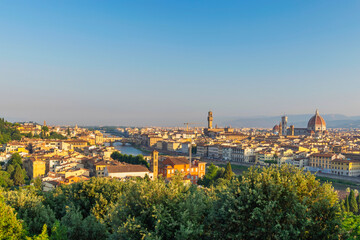 Fototapeta premium Florence Italy, city skyline and Arno river
