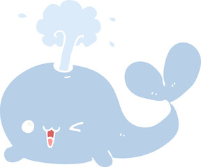 flat color style cartoon whale