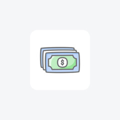 Banknote, finance fully editable vector line icon

