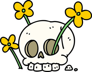 skull with flowers