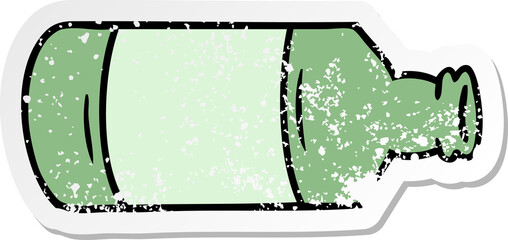 distressed sticker cartoon doodle of an old glass bottle