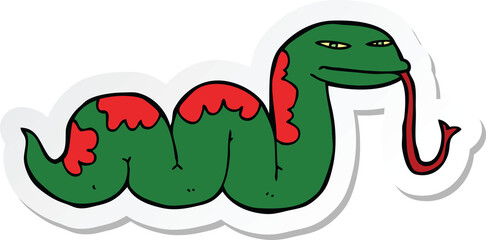 sticker of a cartoon slithering snake