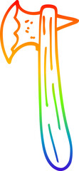 rainbow gradient line drawing cartoon old axe