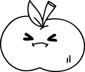 quirky line drawing cartoon apple