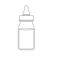 Baby Milk Bottle Outline Icon Illustration on Isolated White Background