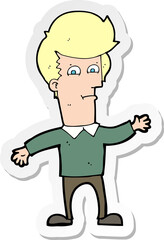 sticker of a cartoon waving man