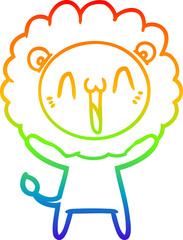 rainbow gradient line drawing happy cartoon lion