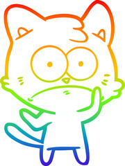 rainbow gradient line drawing cartoon nervous cat