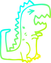 cold gradient line drawing cartoon roaring t rex