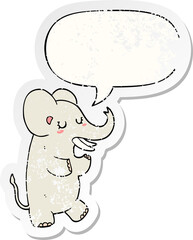 cartoon elephant and speech bubble distressed sticker