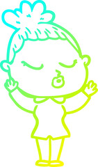 cold gradient line drawing cartoon calm woman
