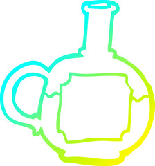 cold gradient line drawing cartoon of potion bottle