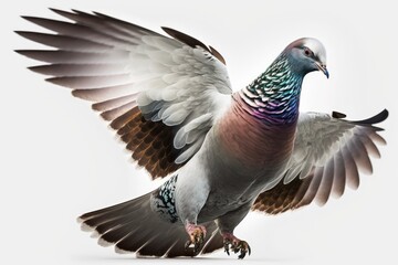 Highflier pigeon in front of a white background in Budapest. Generative AI
