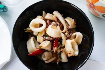 Squid Fried with basils 