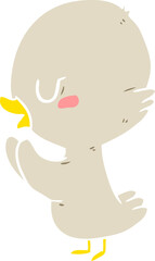 cute flat color style cartoon duckling