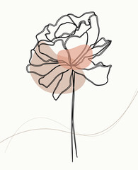 Flower line art. Minimalist contour drawing. One line artwork.